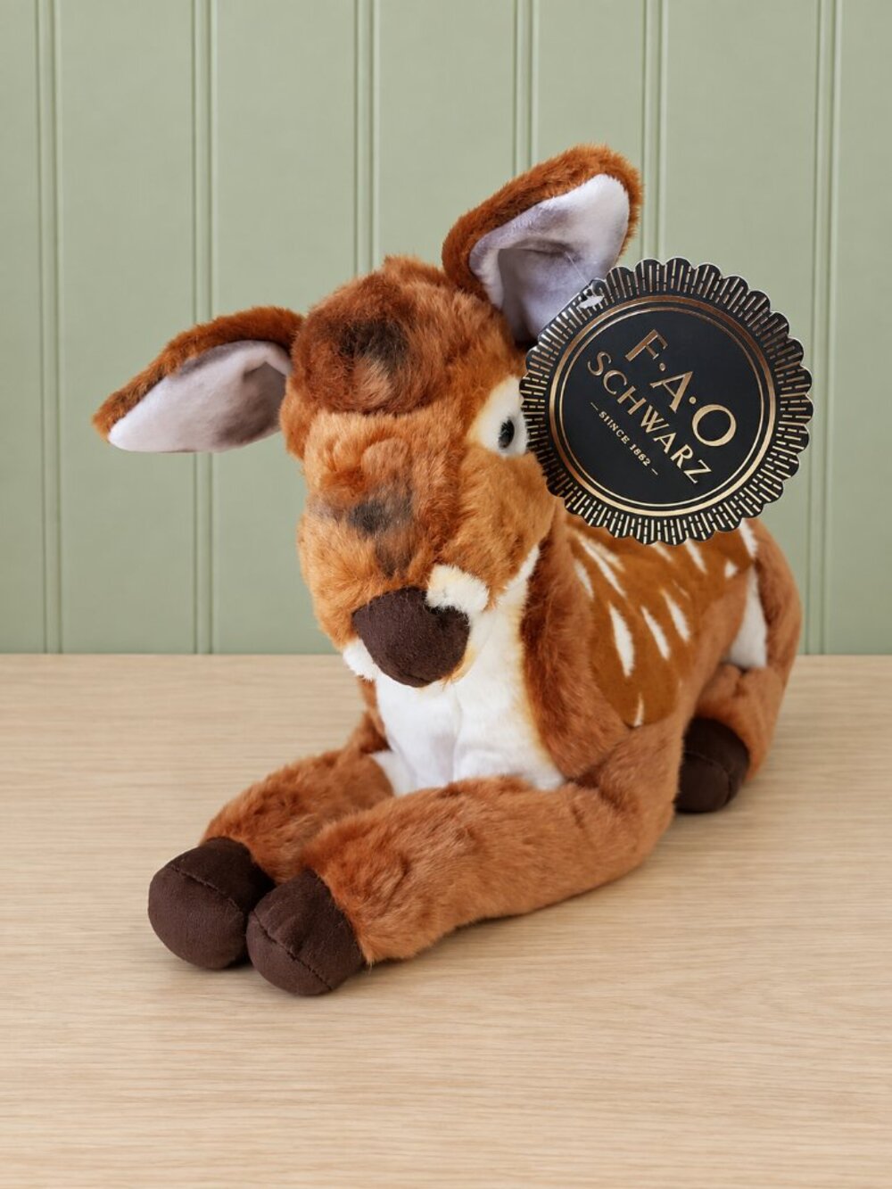FAO Schwarz Fawn Deer Plush 18" Realistic Spotted Stuffed Animal NWT